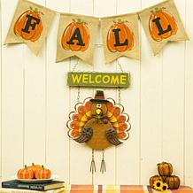Glitzhome 17.95in.H Iron and Wooden Turkey Welcome Wall Décor