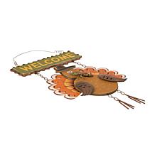 Glitzhome 17.95in.H Iron and Wooden Turkey Welcome Wall Décor