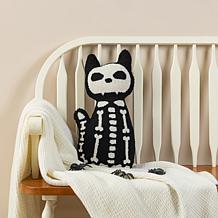 Glitzhome 17"H Halloween Hooked Skeleton Cat Shaped Pillow