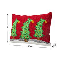 Glitzhome 18" Bent Christmas Trees Hooked Pillow