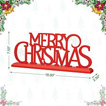 Glitzhome 18" Wood and Metal MERRY CHRISTMAS Table Decor