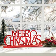 Glitzhome 18" Wood and Metal MERRY CHRISTMAS Table Decor