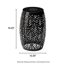 Glitzhome 18.25" Iron Cutout Leaf Pattern Solar Powdered Garden Stools