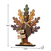 Glitzhome 18.25in. H Burlap and Wooden Turkey Table Decor