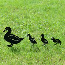 Glitzhome 18"H 2-in-1 Set of 4 Black Metal Duck Silhouette Picks