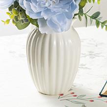 Glitzhome 18"H Blue Peony & Hydrangea with Ceramic Vase Centerpiece