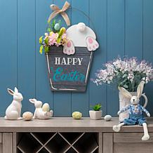 Glitzhome 18in H Easter Wooden Bunny Eggs Wall Décor