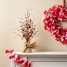 Glitzhome 18in H Lighted Valentine's Berry Heart Table Tree