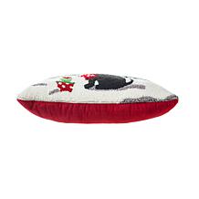 Glitzhome 18in. L Hooked Christmas Cat Pillow