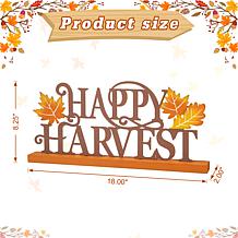 Glitzhome 18in. L Wood and Metal Happy Harvest Table Decor