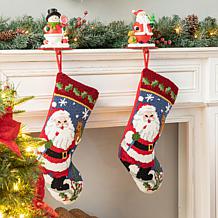 Glitzhome 19" Santa Hooked Stocking