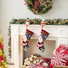 Glitzhome 19" Santa Hooked Stocking