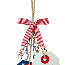 Glitzhome 19.5" Wooden Patriotic Americana Doorknob Hanging Décor