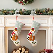 Glitzhome 19in. H Fox Hooked Stocking