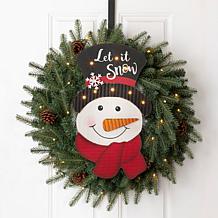 Glitzhome 19in H Lighted 3D Wooden Metal Snowman Wall Decor
