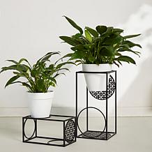 Glitzhome 2-pc. Black Metal Wire Rectangular Nesting Planter Stand