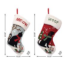 Glitzhome 2-pc Cat and Dog Hooked Stockings