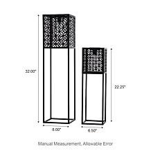 Glitzhome 2-pc. Metal Cutout Solar Powered Edison Bulb Floor Lanterns