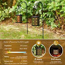 Glitzhome 2-pc. Solar Lantern, LED Light, Laser Plate, Stake Hook