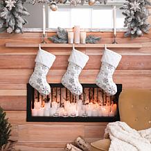 Glitzhome 2-pk 21" White Plush Snowflake Christmas Stocking
