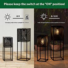 Glitzhome 2-pk 23.75 17.75" Solar Edison Bulb Outdoor Floor Lanterns