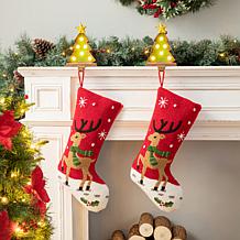 Glitzhome 20" Reindeer Hooked Stocking