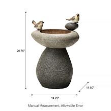 Glitzhome 20.75" Faux Stone Polyresin Outdoor Birdbath w/Pump, LED
