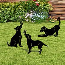 Glitzhome 20"H 2-in-1 Set of 3 Black Metal Dog Silhouette Picks