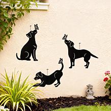 Glitzhome 20"H 2-in-1 Set of 3 Black Metal Dog Silhouette Picks