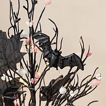 Glitzhome 20"H Lighted Pink Halloween Berries Table Tree