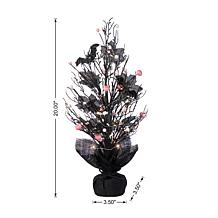 Glitzhome 20"H Lighted Pink Halloween Berries Table Tree