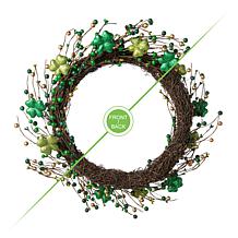 Glitzhome 20in D St. Patrick's Shamrock Berry Wreath