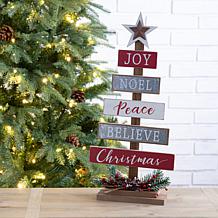 Glitzhome 20in H Wooden Sign Table Tree Decor