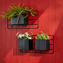 Glitzhome 20''L Black Metal Vertical Wall Planters, Planter Stands