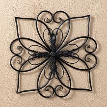Glitzhome 20"L Heart and Petal Iron Scroll Outdoor Wall Decor
