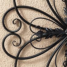 Glitzhome 20"L Heart and Petal Iron Scroll Outdoor Wall Decor