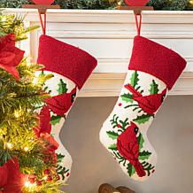 Glitzhome 21" Cardinal Hooked Stocking