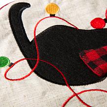 Glitzhome 21" L LED Embroidered Linen Cat Christmas Stocking