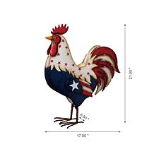 Glitzhome 21" Metal Patriotic Americana Rooster Porch Décor