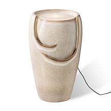Glitzhome 21.25in H Outdoor Ceramic Pot Fountain with Pump & LED Light