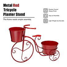 Glitzhome 21.5" Metal Red Bicycle Planter Stand