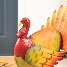 Glitzhome 21.5in. H Thanksgiving Metal Turkey Porch Decor