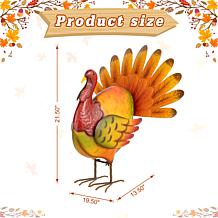 Glitzhome 21.5in. H Thanksgiving Metal Turkey Porch Decor