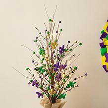 Glitzhome 21in H Lighted Mardi Gras Fleur-de-Lis and Berry Table Tree