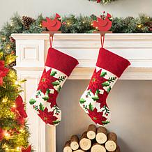 Glitzhome 21in. H Poinsettia Hooked Stocking