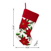Glitzhome 21in. H Poinsettia Hooked Stocking