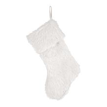 Glitzhome 21in. H White Plush Christmas Stocking
