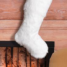 Glitzhome 21in. H White Plush Christmas Stocking