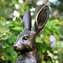 Glitzhome 23" H Standing Rabbit Statue with Bronze Coating