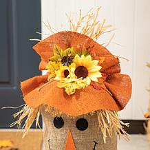 Glitzhome 23.25in. H Fall Linen Scarecrow Doorstop Porch Decor